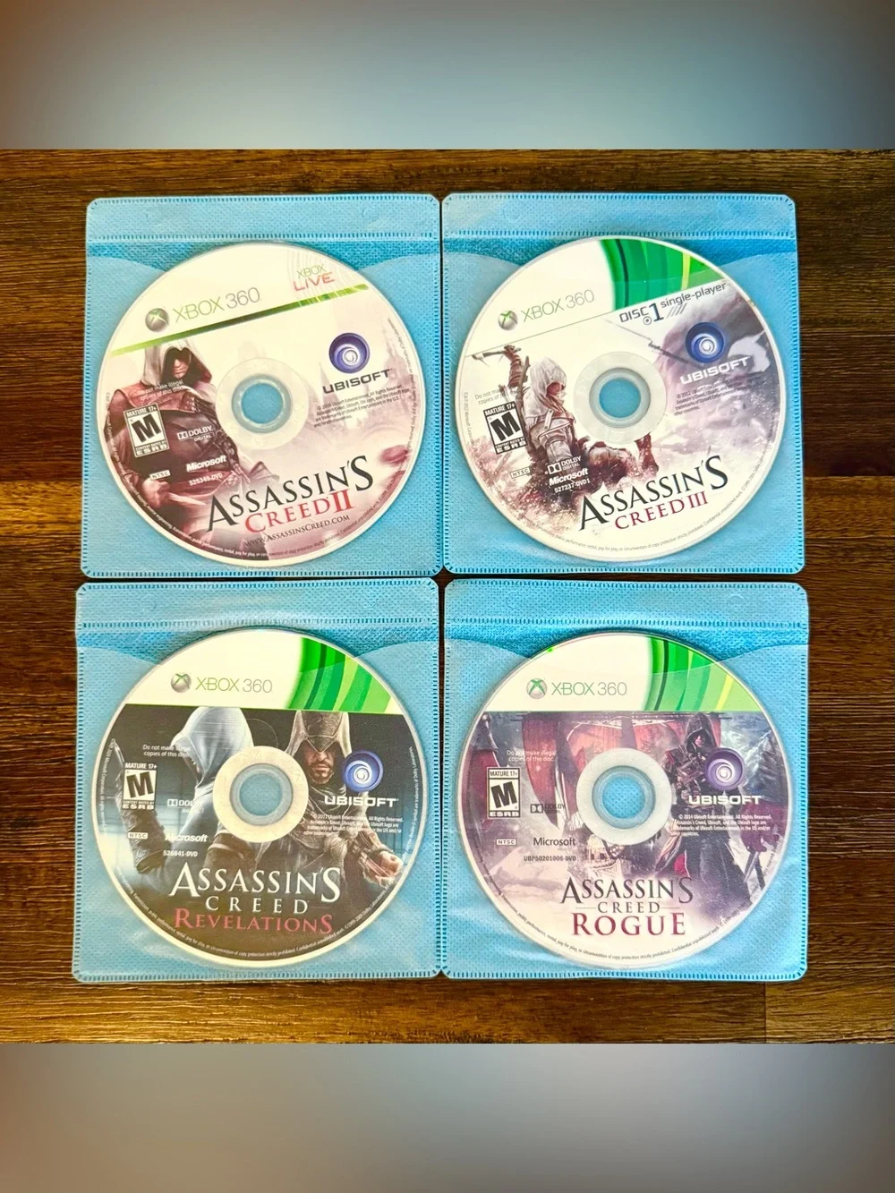 4 GAMES - Assassin's Creed 2 3 Revelations Rogue XBOX 360 BUNDLE DISCS ONLY DEAL